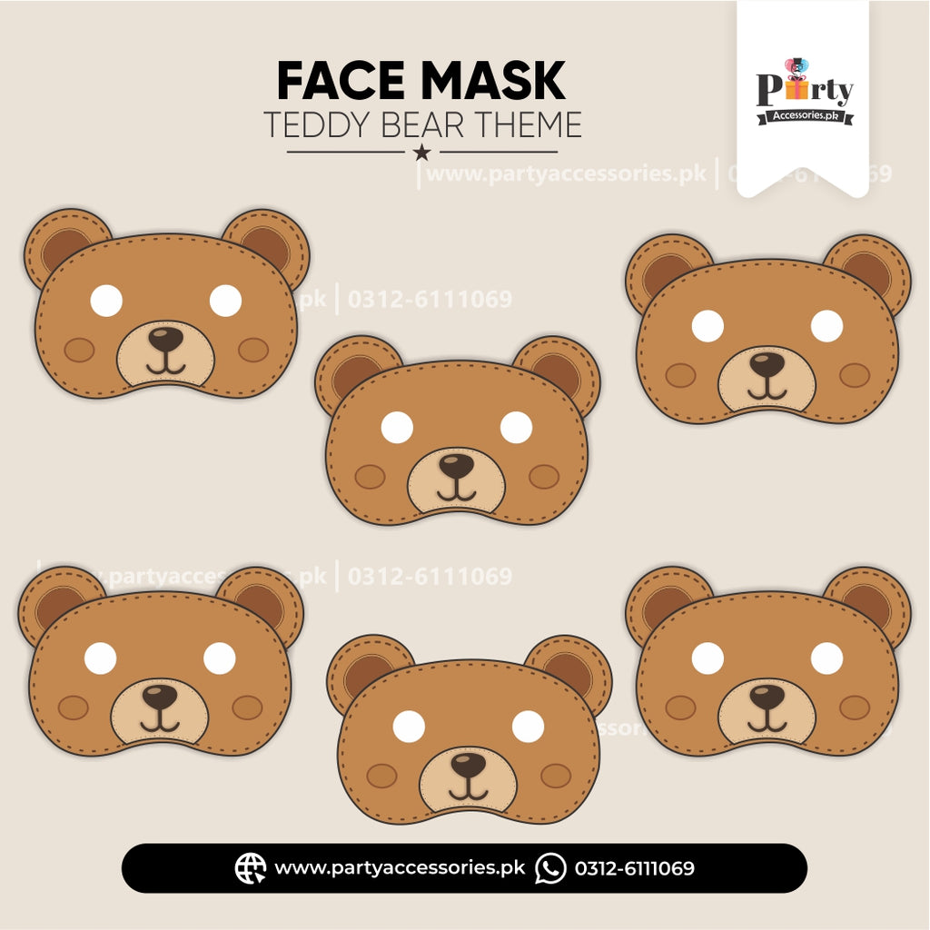 Teddy Bear Theme Party Eye Face Masks – Fun Birthday Celebration Masks