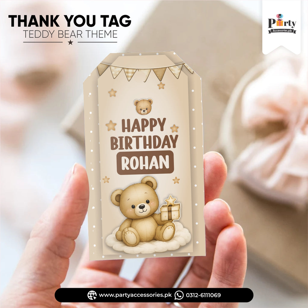 Teddy Bear Theme Customized Gift & Thank You Tags for Birthday Decoration