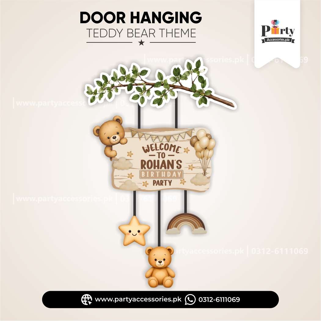 Teddy Bear Theme Wall & Door Hanging Decoration – Festive Birthday Party Décor
