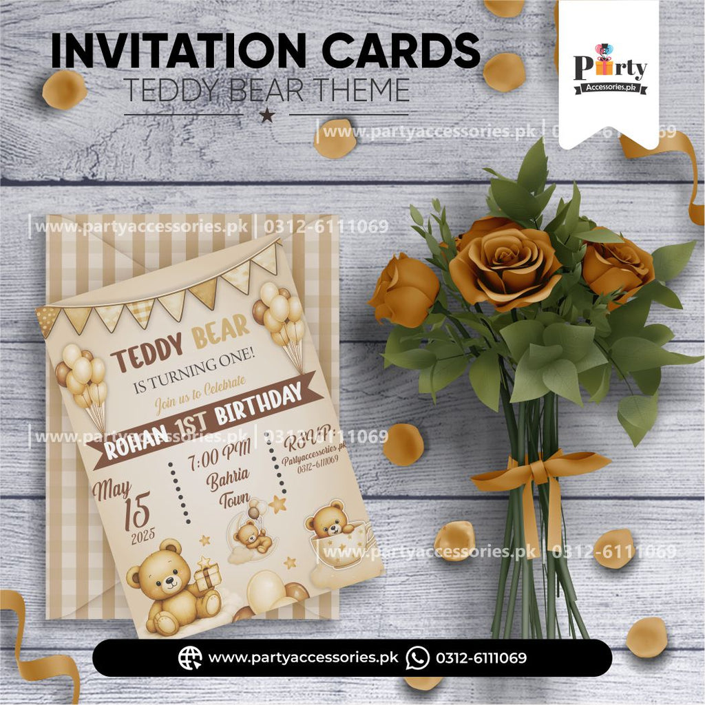 Teddy Bear Theme Customized Birthday Invitation Cards