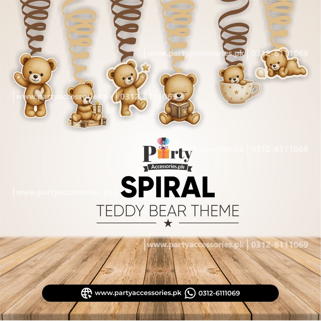 Teddy Bear Theme Spiral Hanging Swirls Birthday Party Decoration