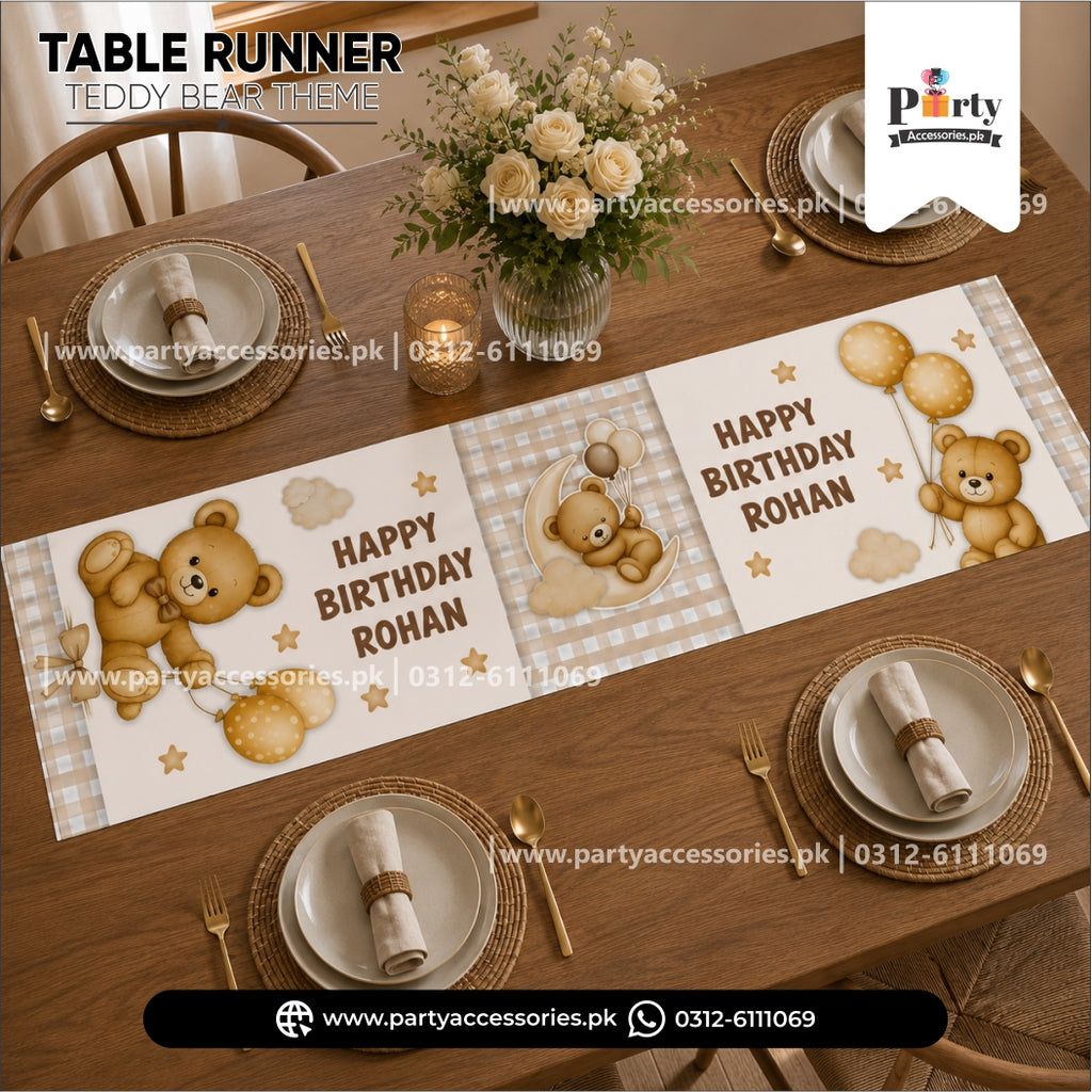 Teddy Bear Theme Party Table Runner for Birthday Table Decoration