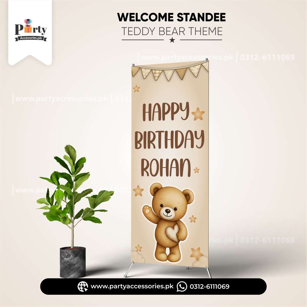 Teddy Bear Theme Customized Welcome Standee for Birthday Party Entrance Décor
