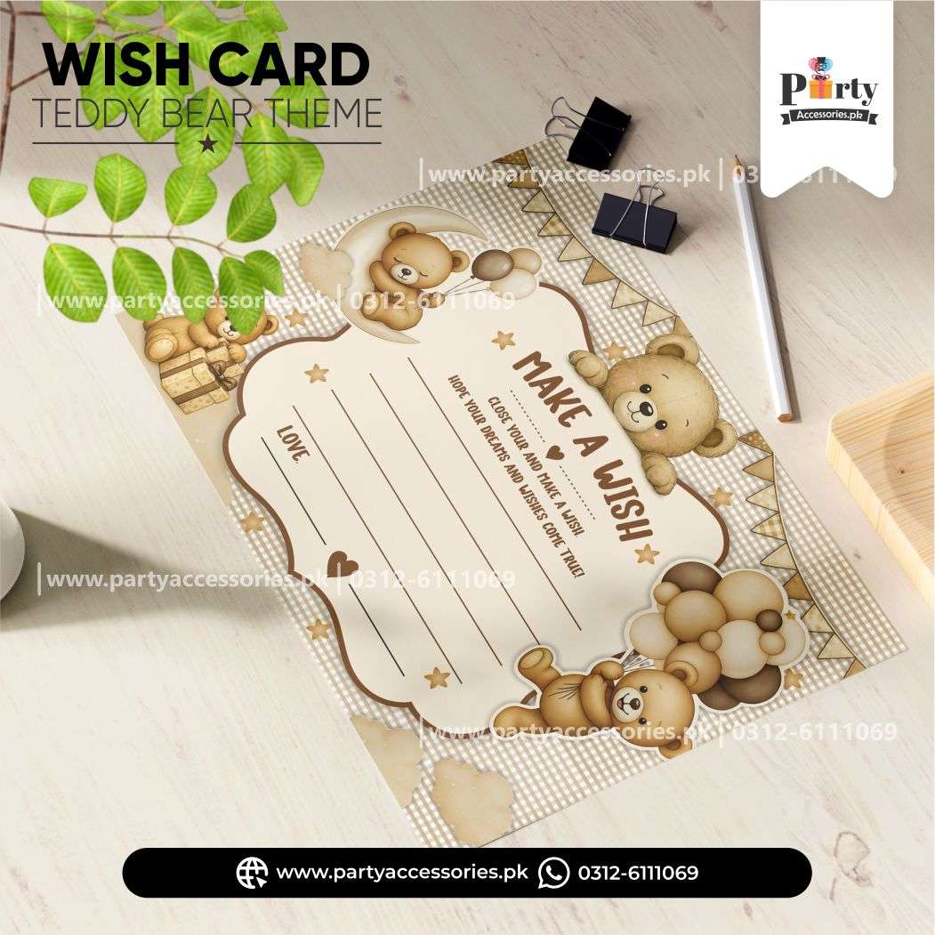 Teddy Bear Theme Customized Wish Cards for Birthday Party Decoration