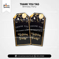 black thank you tags for birthday party 
