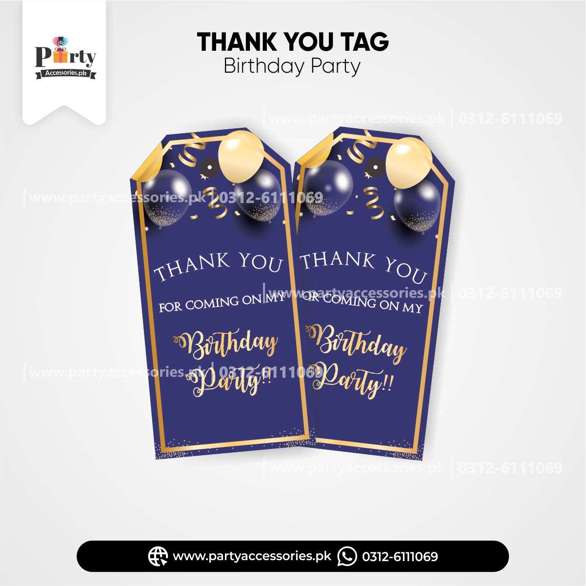 blue birthday party tags 