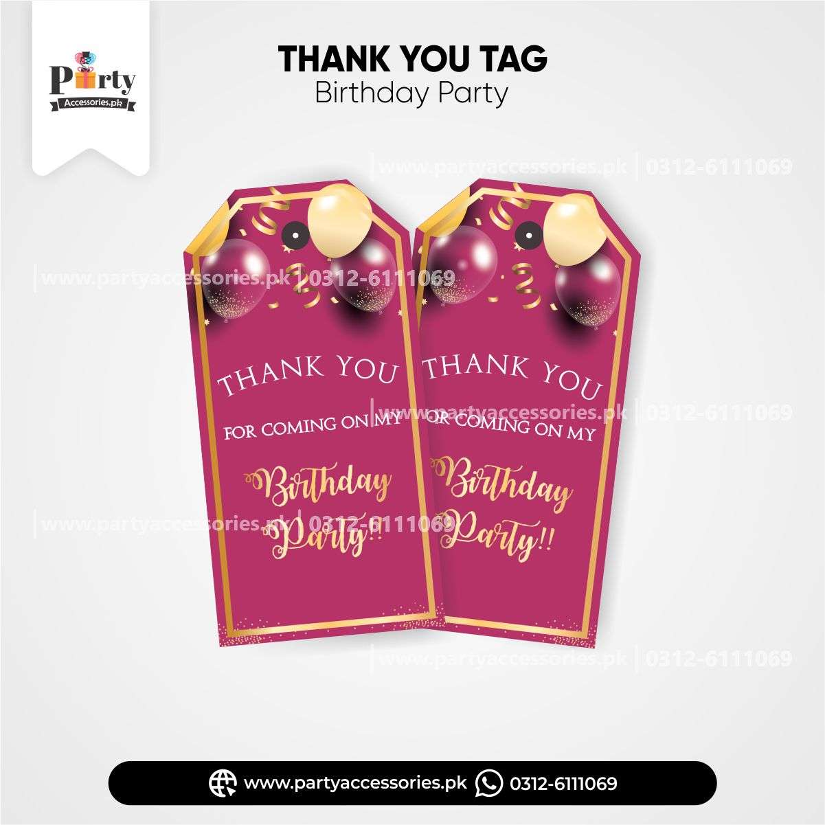 pink birthday party gift tags 