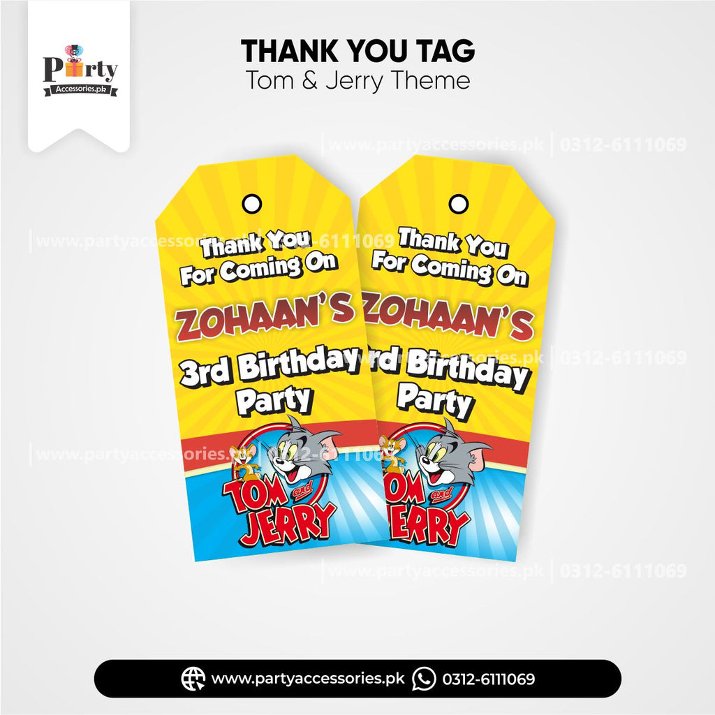 tom and jerry theme customized thank you tags 