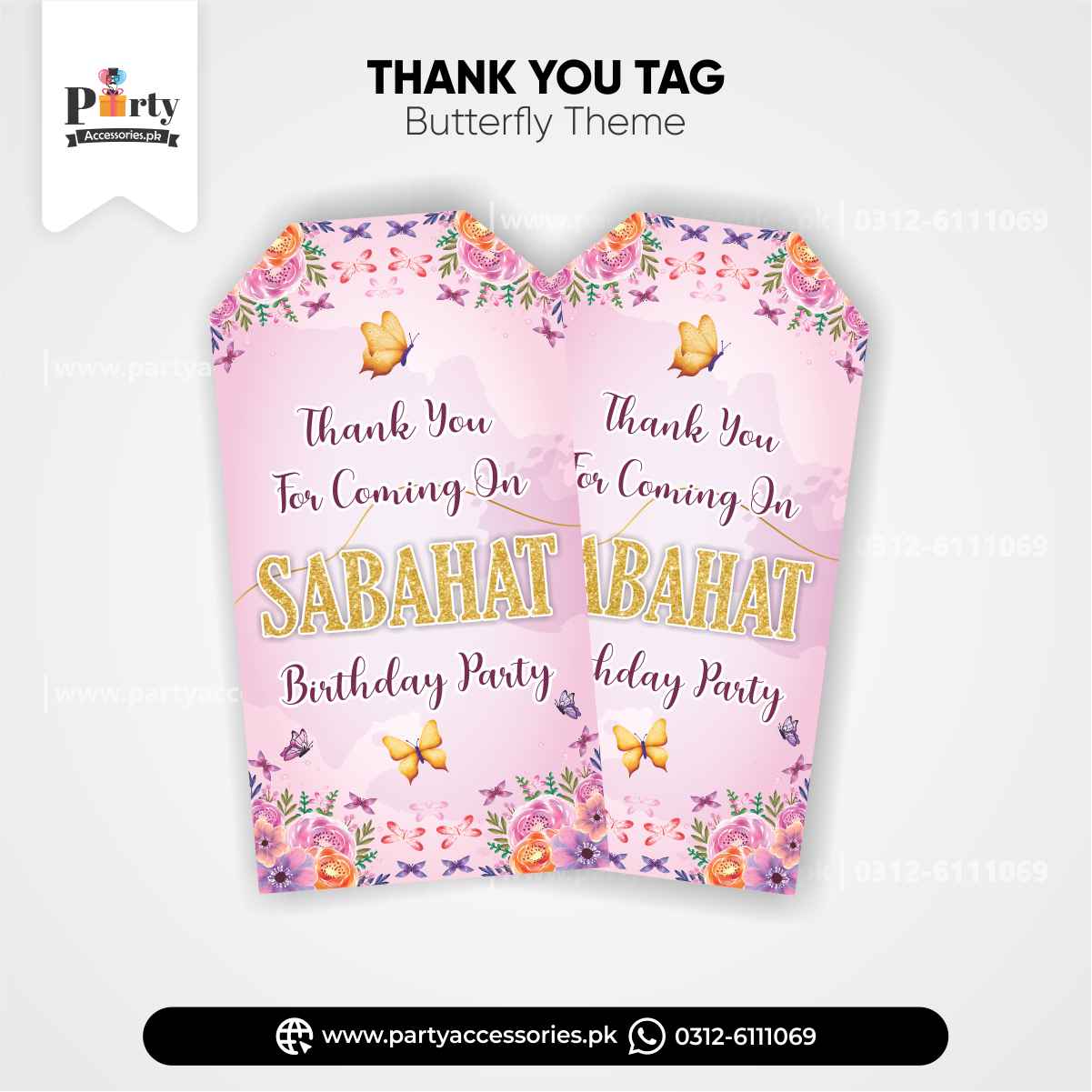 Customized Butterfly Theme Gift tags / Thank you tags