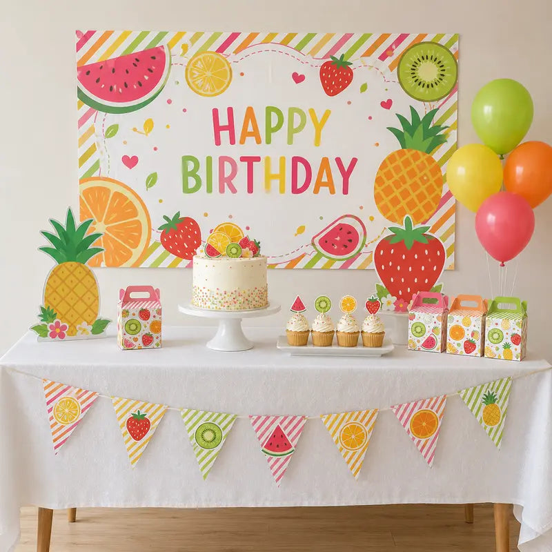 tutti fruity theme birthday party decorations