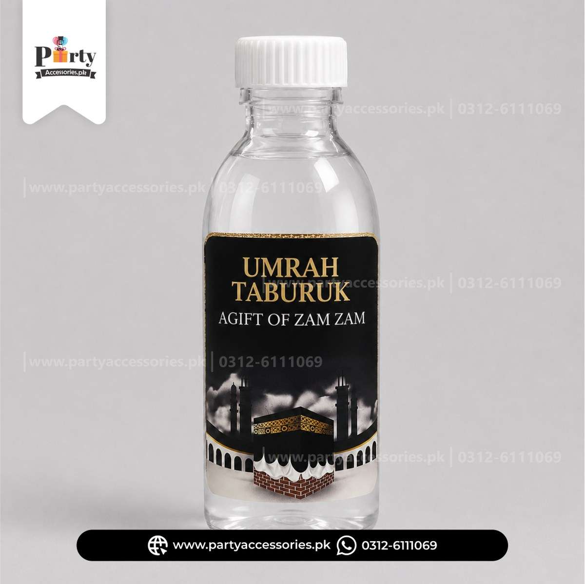 Umrah Tabaruk | Zam Zam bottle with lables | pack of 6