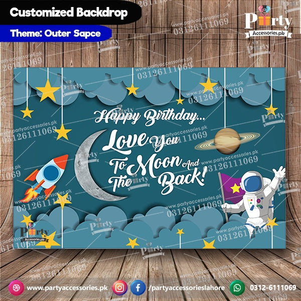 Outer Space Theme Customized Birthday Party Backdrop
