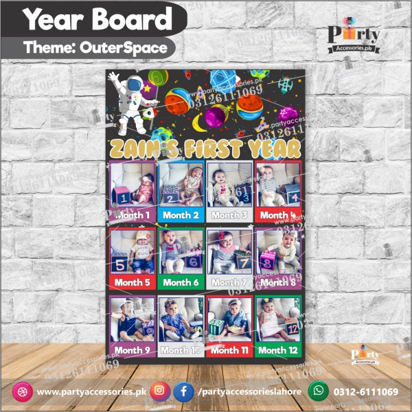 Outer Space Theme Month Wise Year Picture Board ( Milestone Board )