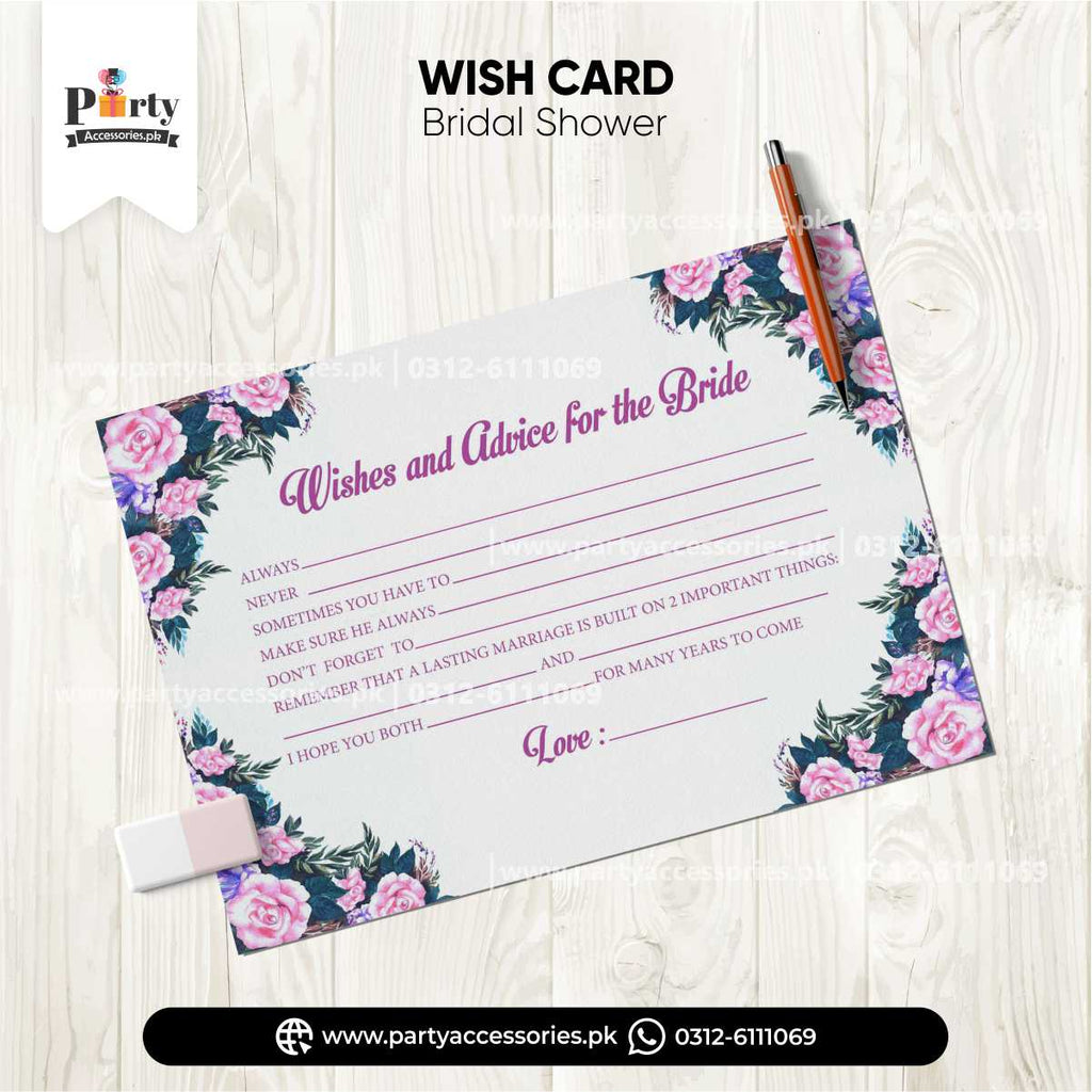 bridal shower customized wishes cards 