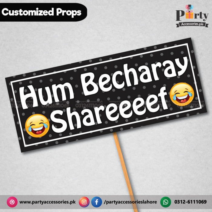 Customized funny party photo prop ham becharay shareef ...