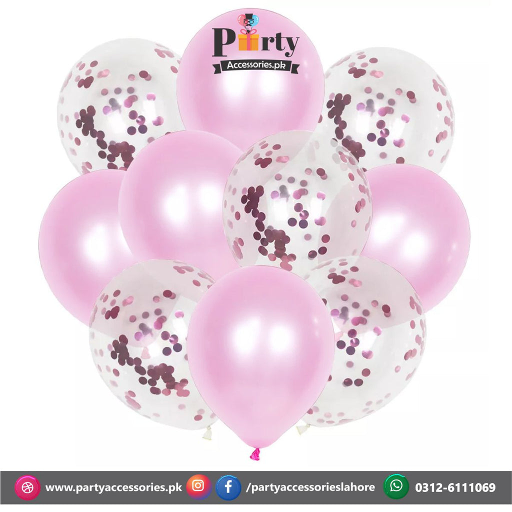 Light pink confetti balloons set