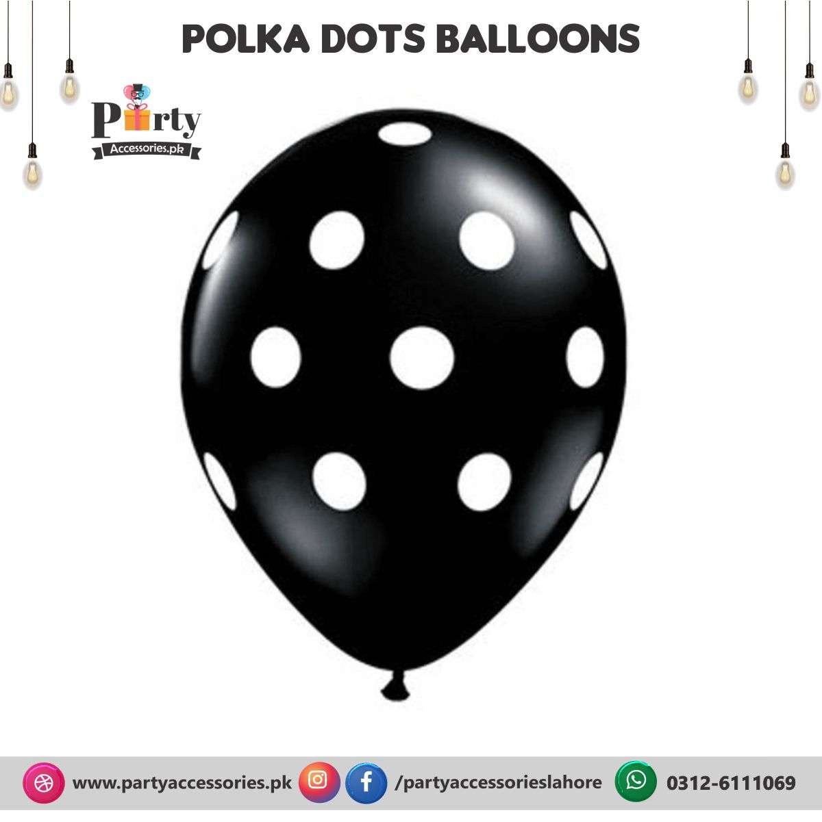 Black polka dot balloons