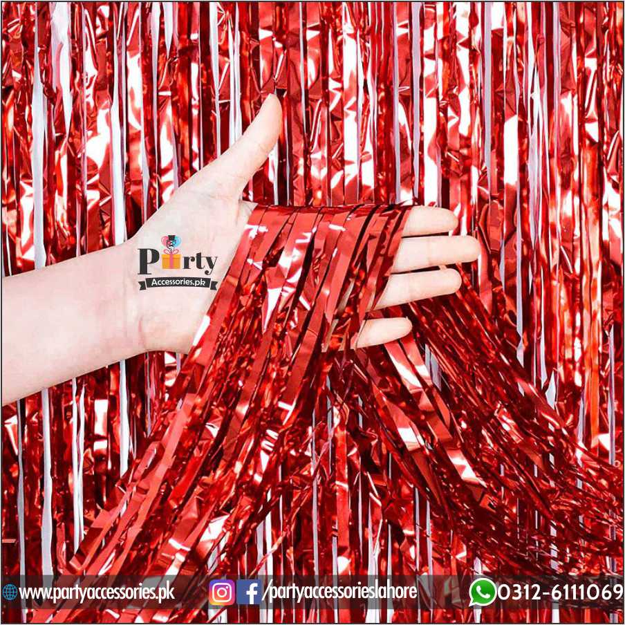 Red Metallic Foil Fringe Curtain