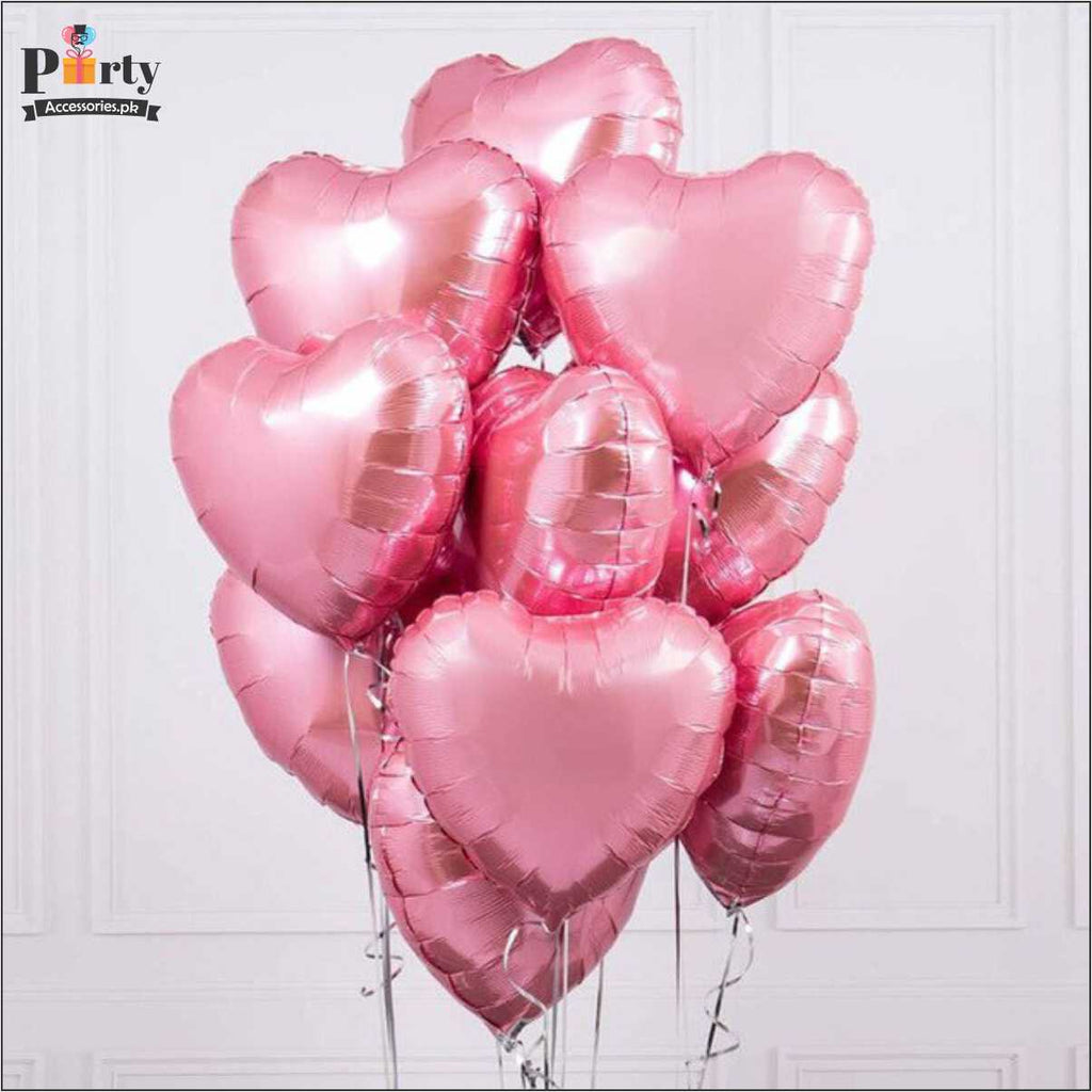 pink heart foil balloons