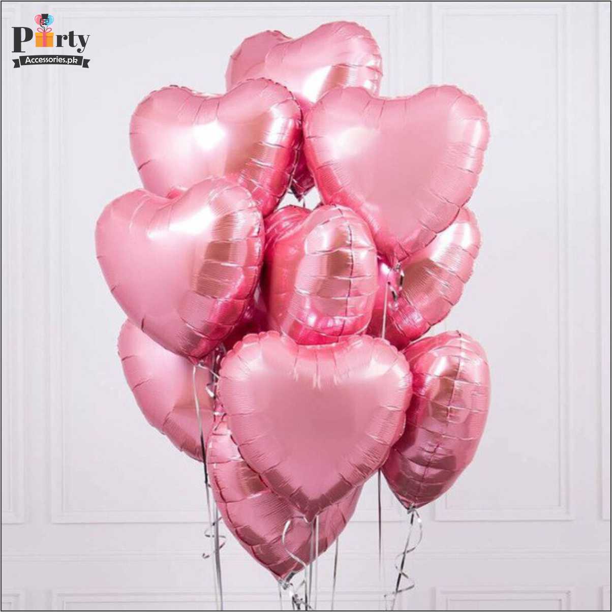 pink heart foil balloons