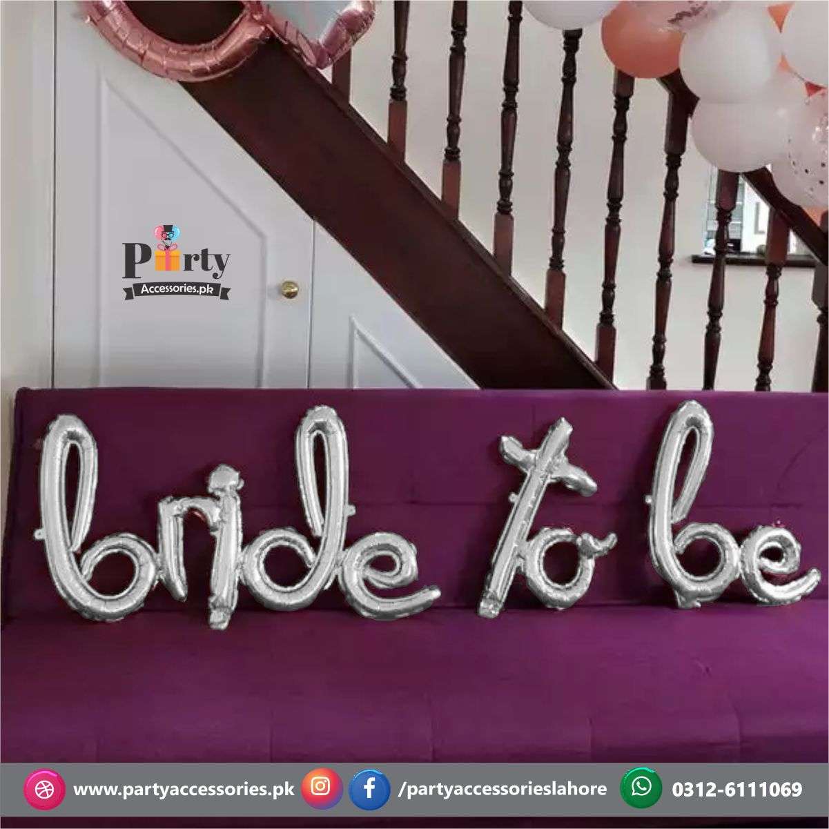 bride to be silver balloons