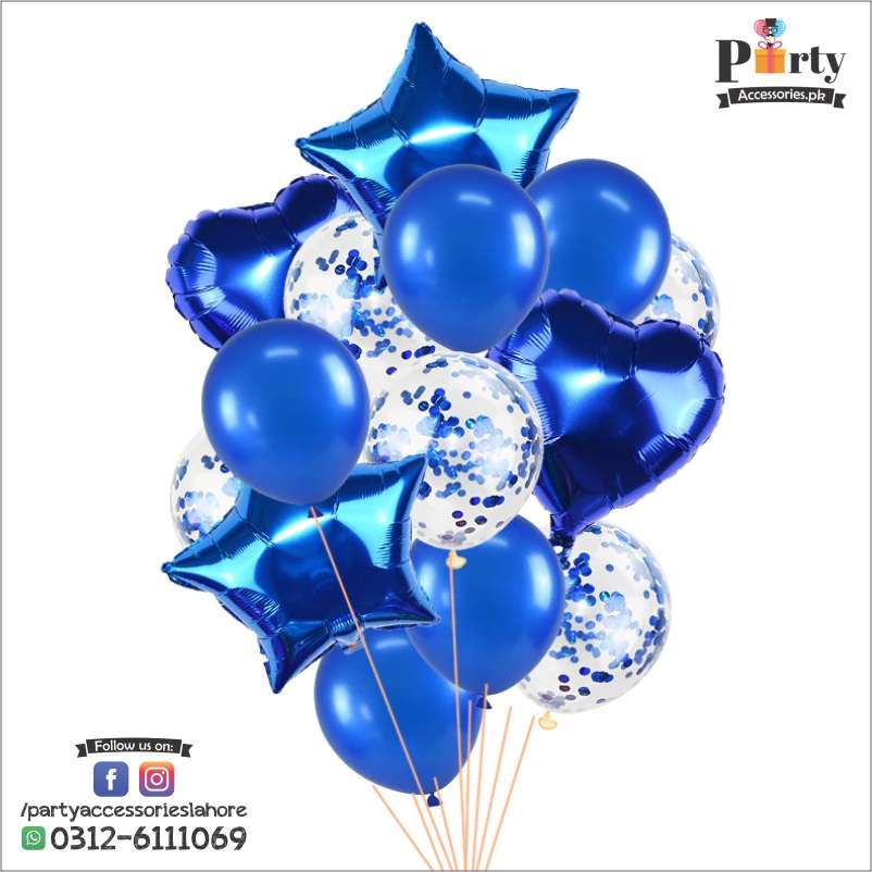 blue confetti foil balloon set