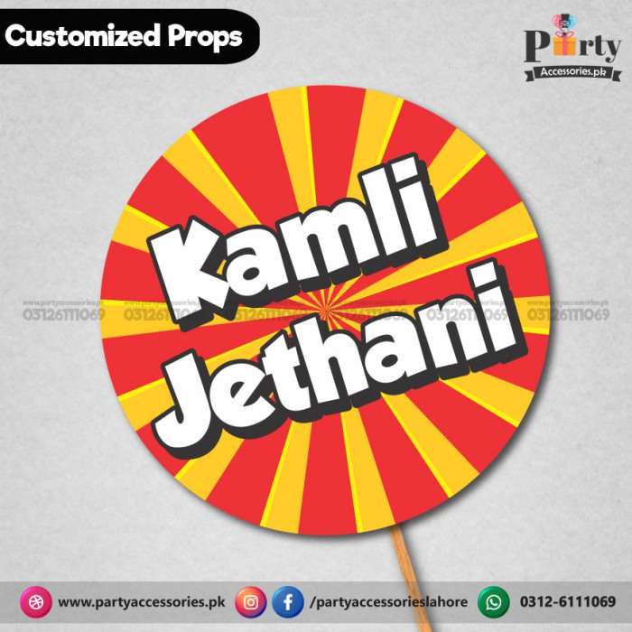 Customized funny WEDDING party photo prop KAMLI JETHANI