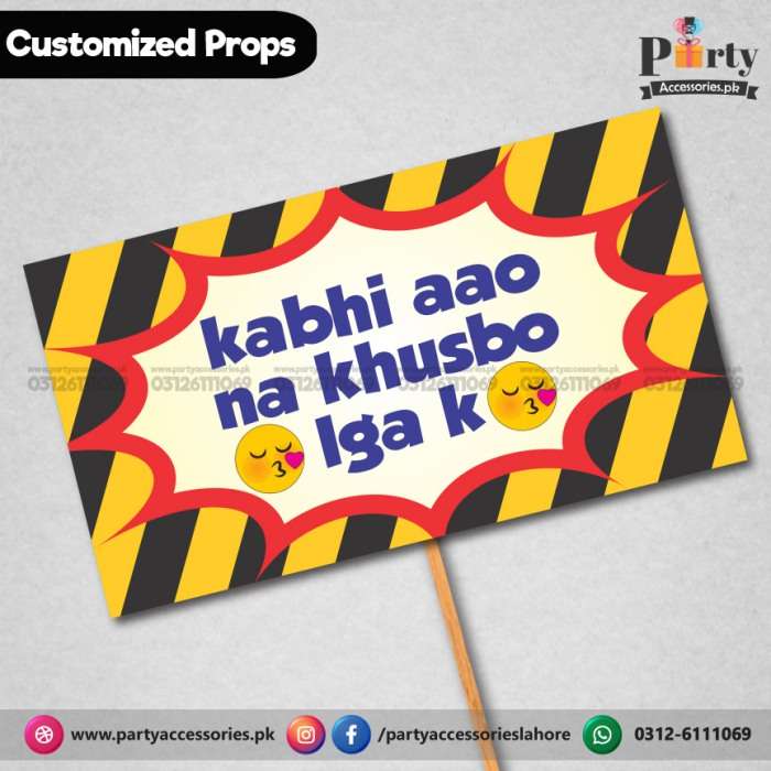 Customized funny WEDDING party photo props KHUSBU LAGA K
