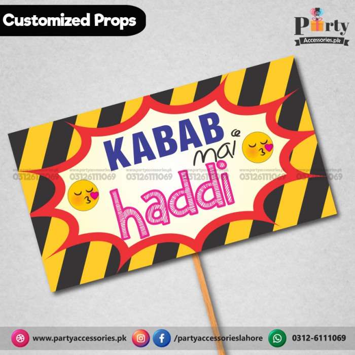 Customized funny WEDDING party photo prop KABAB MA HADDI