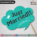 Customized funny WEDDING party photo prop JUST MARRIED