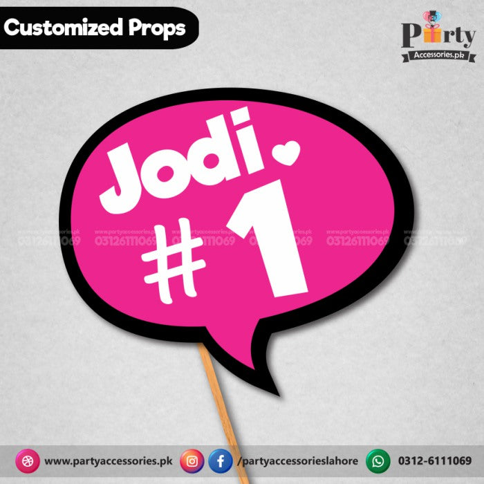 Customized funny WEDDING party photo prop JODI NUMBER 1