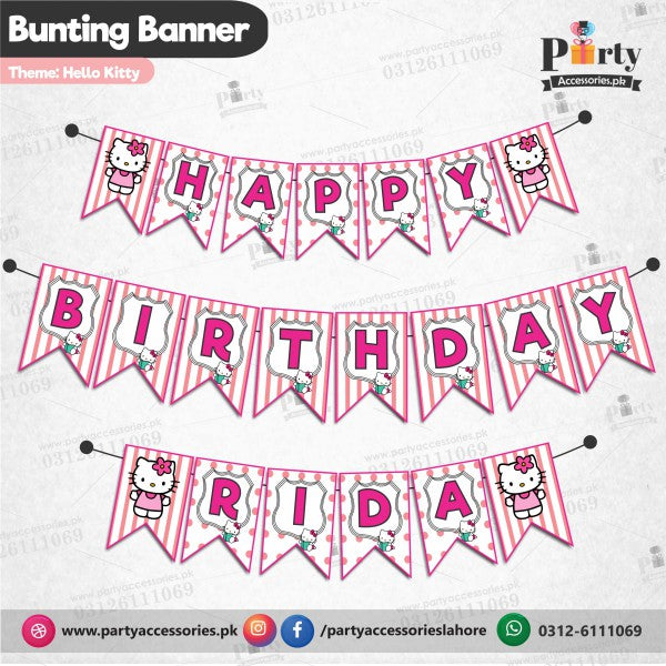 Customized Hello Kitty theme Birthday bunting Banner