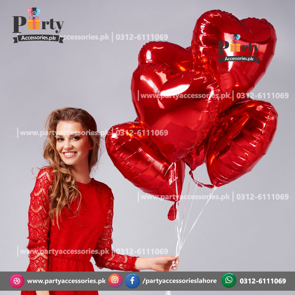 Red Heart Shape Metallic Foil Balloon for wedding anniversary or valentine's day event