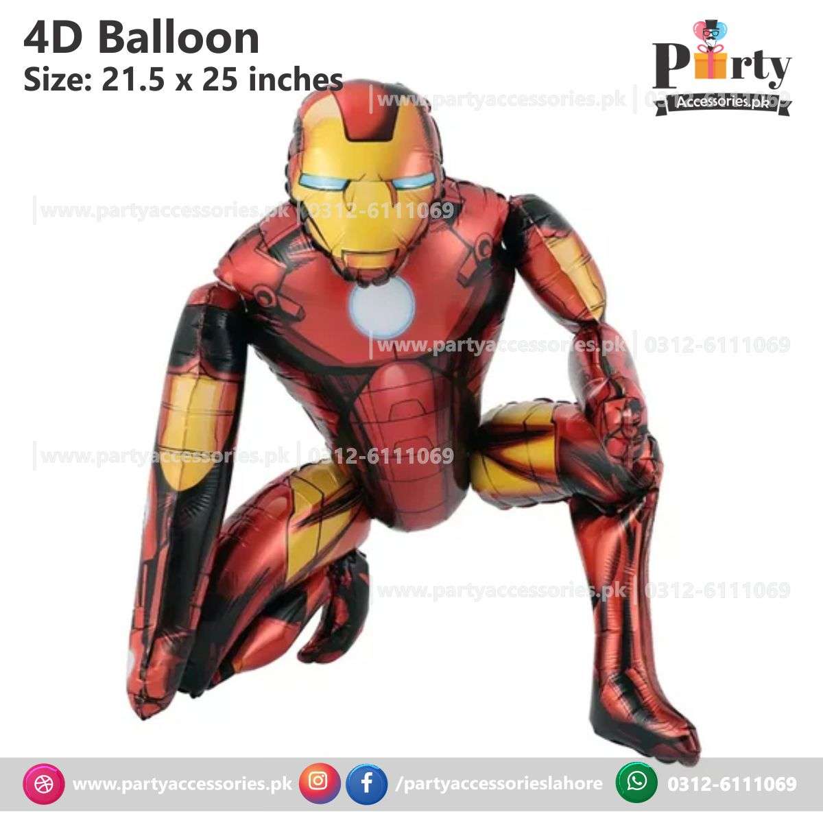 Iron Man shape character cutout 3d foil balloon