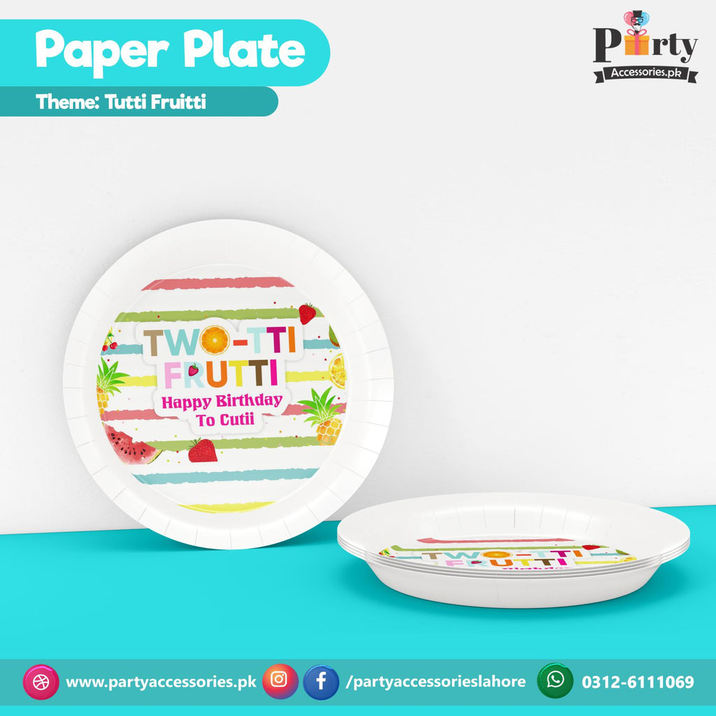 Customized disposable Plastic / Paper Plates in Tutti Frutti theme party