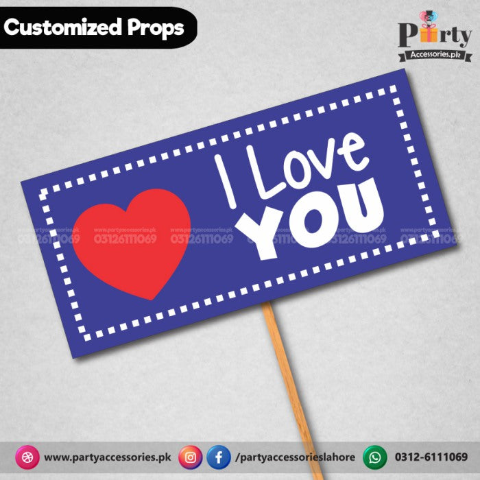 Customized funny party photo prop I LOVE YOU