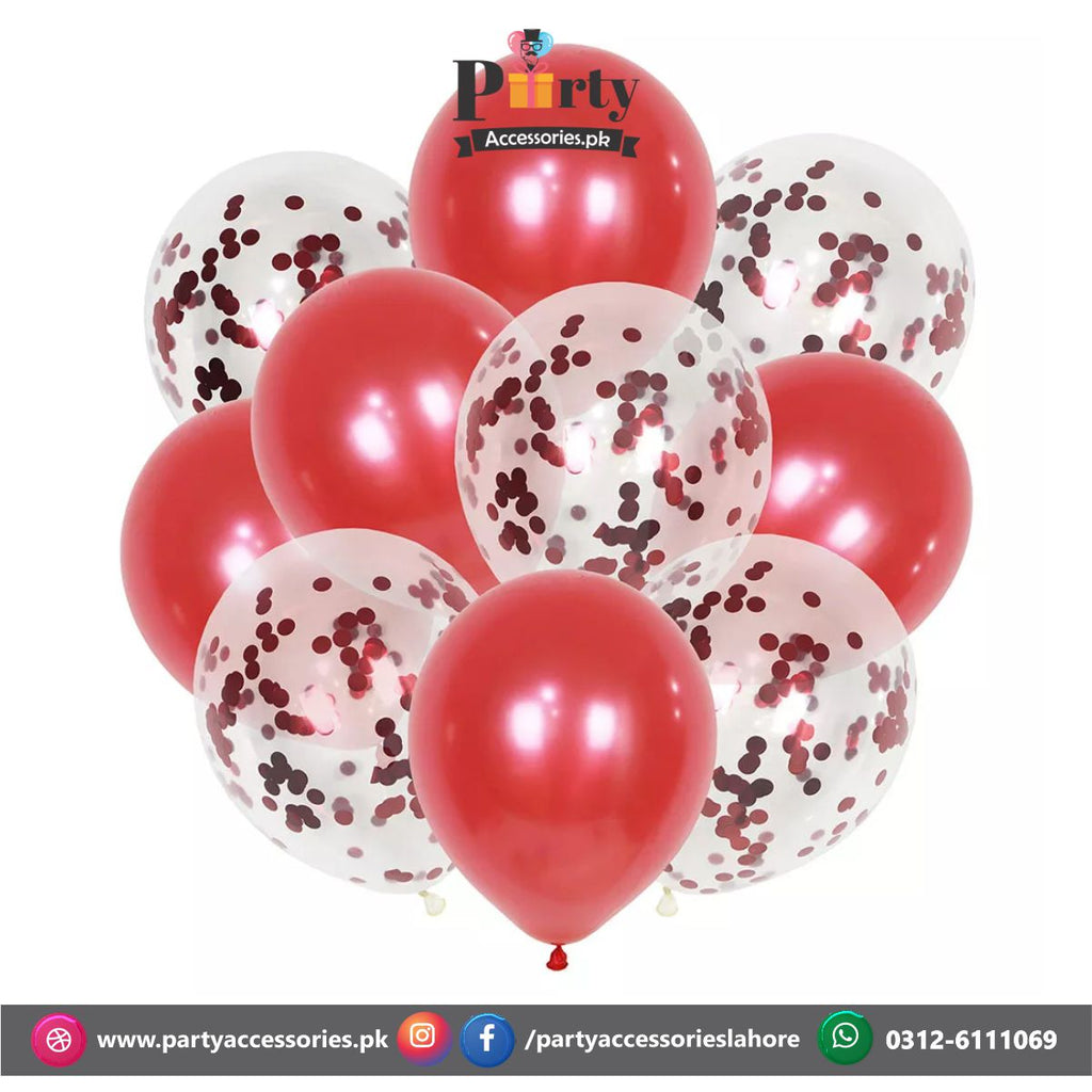 Red Confetti balloons set