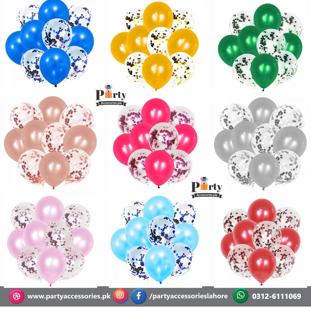 Pack of 10 Confetti Balloons set | Bouquet of Confetti Balloons