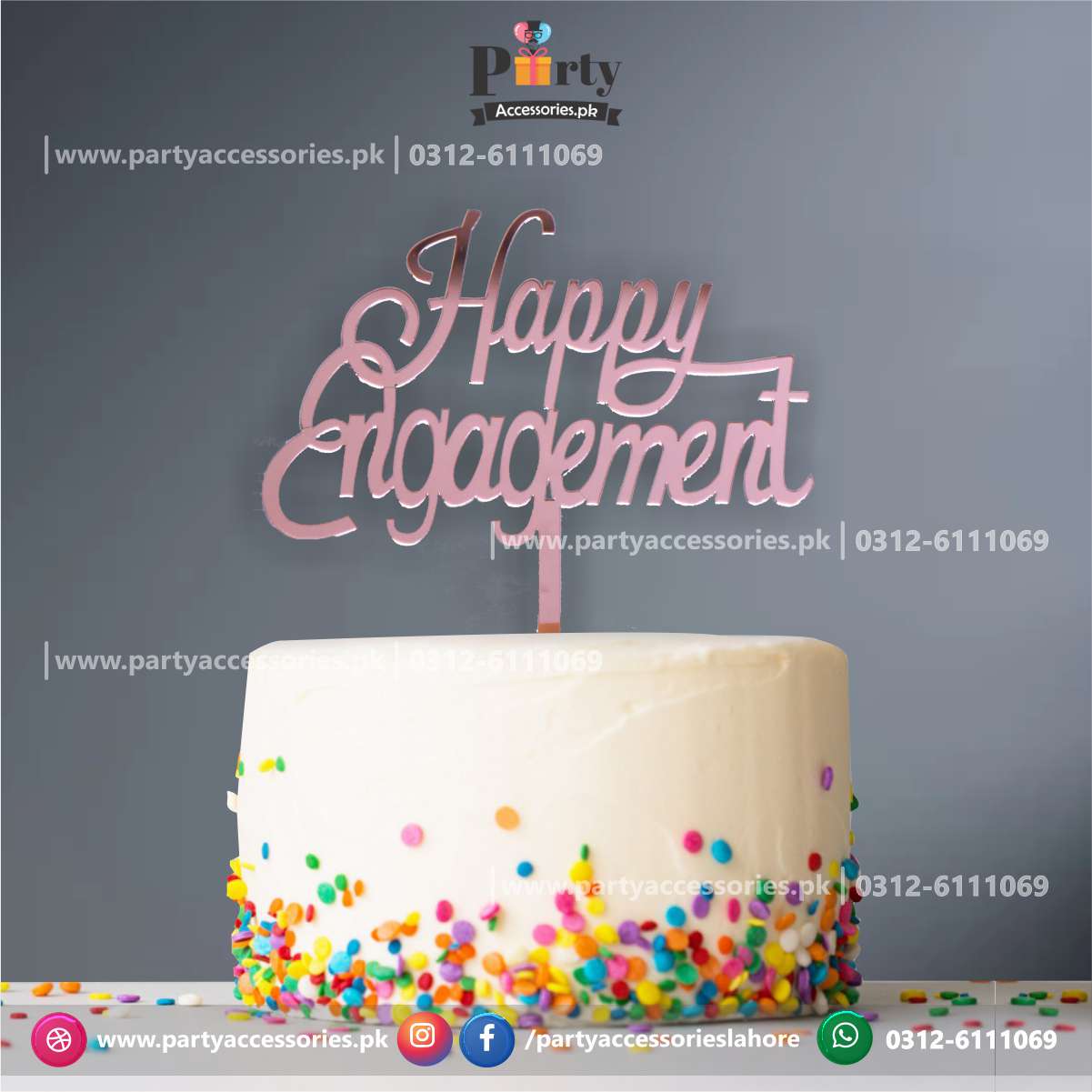 happy engagement cake topper