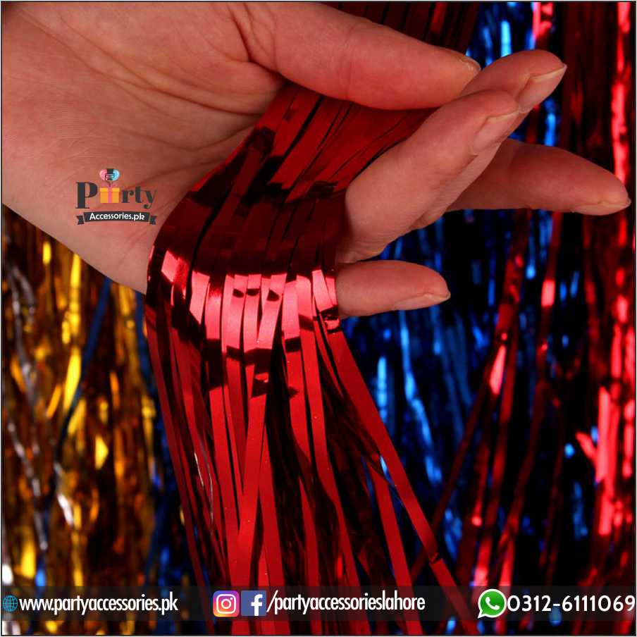 Red Metallic Foil Fringe Curtain