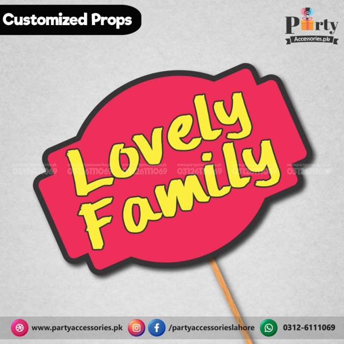 Customized funny WEDDING party photo prop LOVELY FAMILY