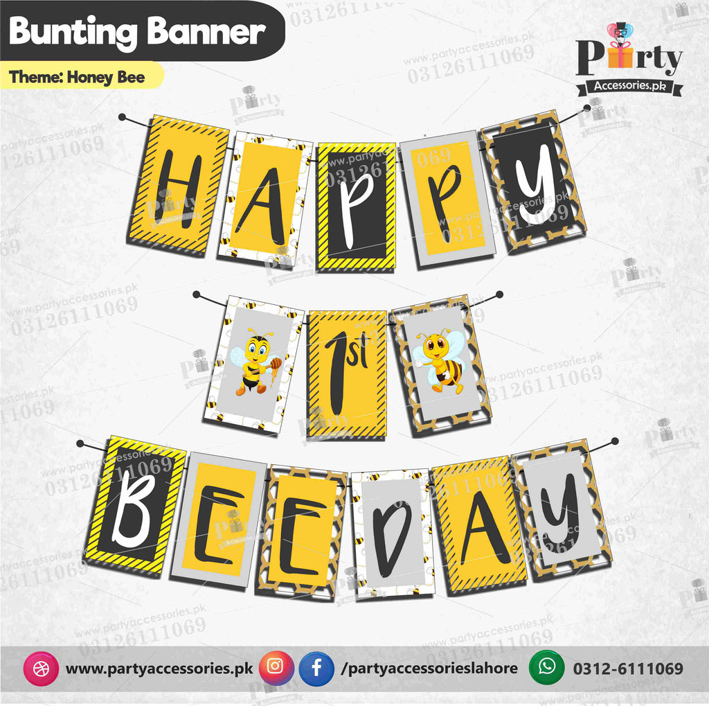 Honey bee theme Birthday Bunting Banner