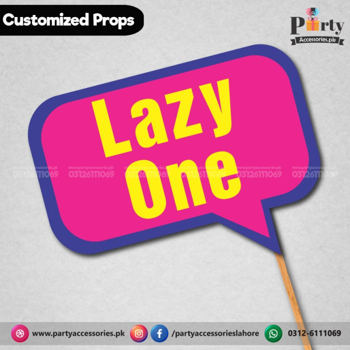 Customized funny WEDDING party photo prop LAZY ONE