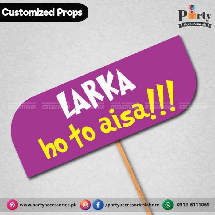 Customized funny WEDDING party photo prop LARKA HO TO AISA
