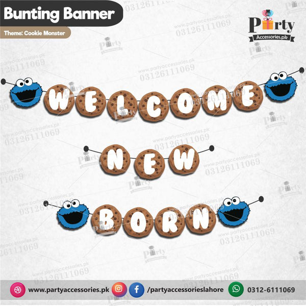 Customized Cookie monster theme Birthday wall banner Banner cutout