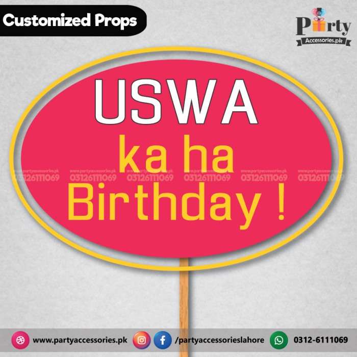 Customized BIRTHDAY party photo prop WITH NAME