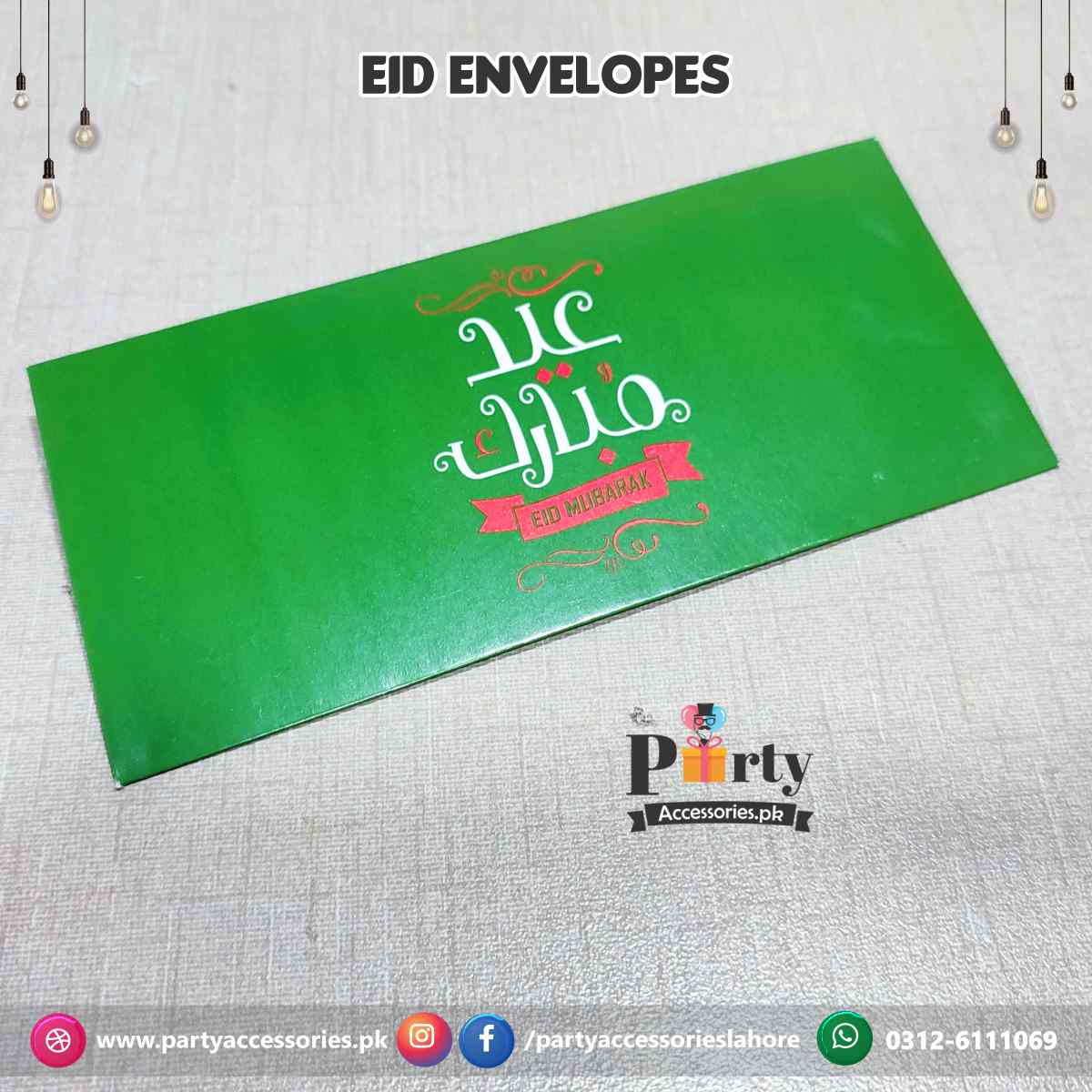 Eidi Envelopes in solid colors Pack of 6 PartyAccessories.pk