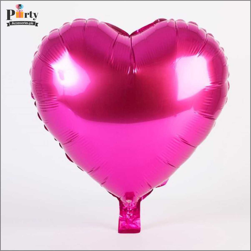 hot pink heart foil balloon for table decorations 