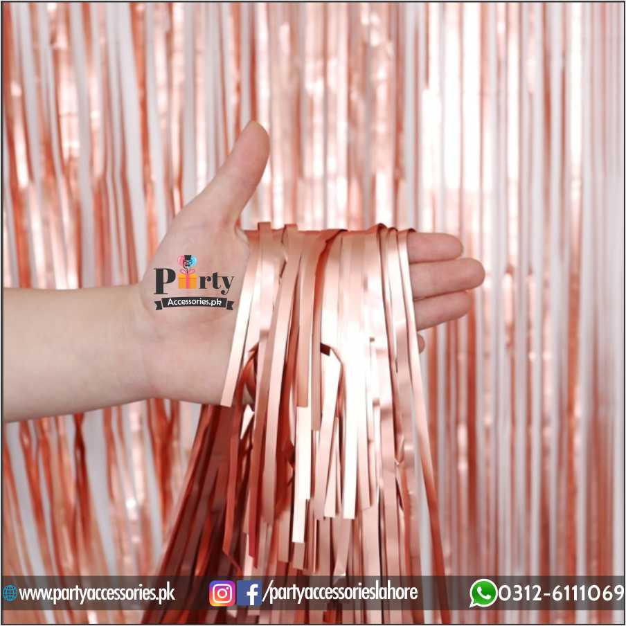 Rose Gold Metallic Foil Fringe Curtain