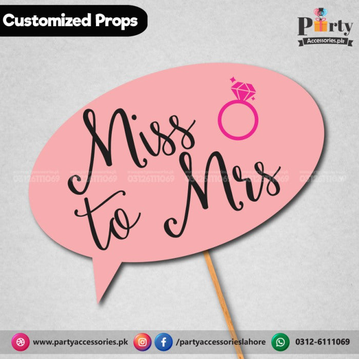 Customized funny WEDDING party photo prop MISS TO MRS